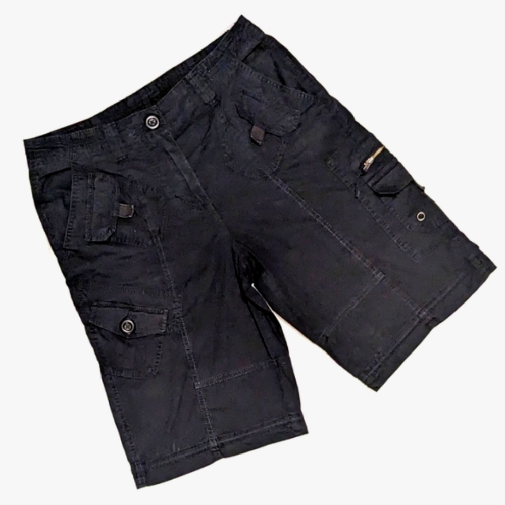 Style & Co Ladies' Black Cargo Shorts Sz 8 Cotton Spandex Blend   Bermuda Shorts